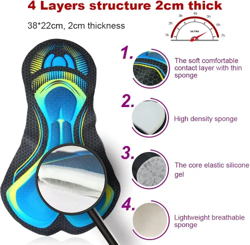 Vista 6 de Darevie Mallas de ciclismo para hombre, almohadilla de gel 3D para primavera y verano, pantalones de ciclismo de compresión, mallas de ciclismo