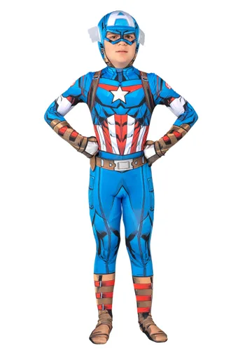 Vista 8 de Disfraz Zentai de Capitán América para Niños Multicolor