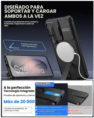 Vista 5 de for Samsung Galaxy S26 Ultra Case, Stand & Fit for MagSafe, Black