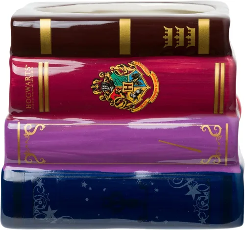 Vista 2 de Silver Buffalo Harry Potter Book Stack - Taza de cerámica esculpida en 3D, 20 onzas
