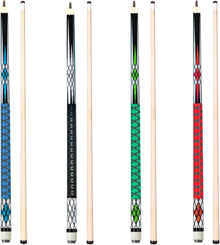 Vista 8 de Juego de palos de billar Joovon de 4 y juego de palos de billar de 2 con punta de taco de 13 mm, taco de billar de 58 pulgadas con funda