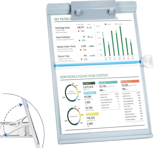 Vista 11 de Barelove Soporte de papel para documentos con 7 posiciones ajustables, soporte de papel de metal negro para escritorio al escribir para leer letras