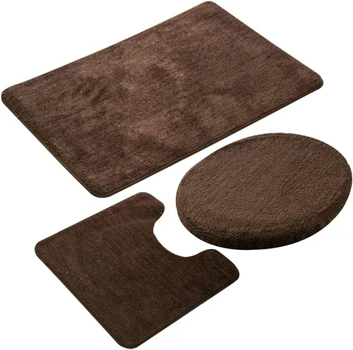 Vista 10 de Juego de 3 piezas de alfombras de baño, alfombrillas antideslizantes para pisos, alfombrilla ultra suave, absorbente y cómoda en forma de U