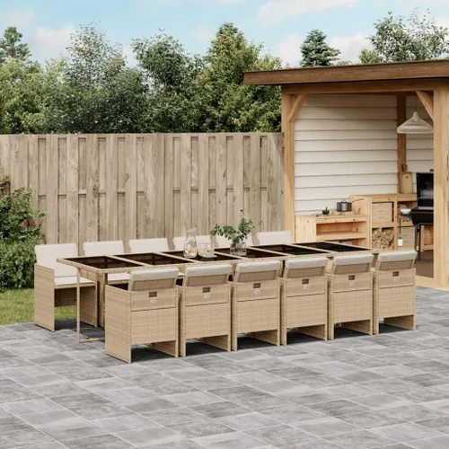 Vista 20 de Juego de comedor de patio de 5 piezas, muebles de exterior sintético de ratán beige, mesa rectangular con 4 sillas, resistente a la intemperie