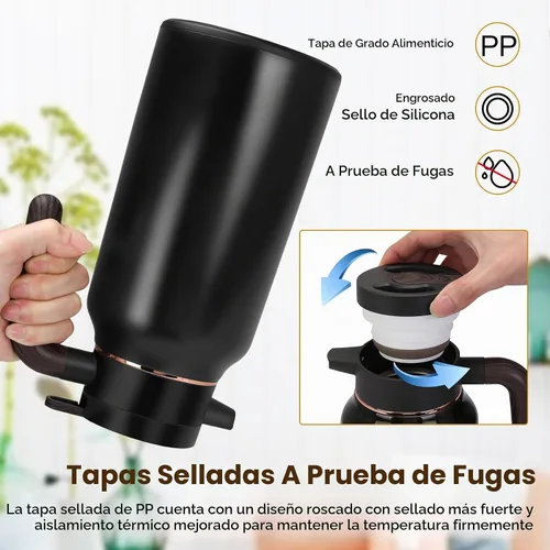 Vista 5 de Jarra térmica de café de 68 onzas, jarras de acero inoxidable para líquidos calientes las 24 horas, jarras de café aisladas para mantener el café