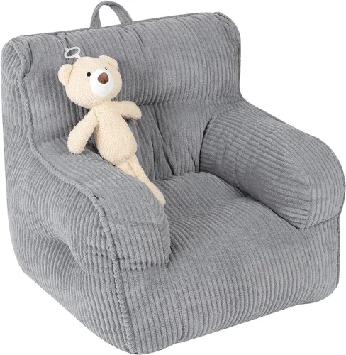 Vista 11 de MOMCAYWEX Silla Puf para Niños con un Oso de Peluche, Silla Cómoda para Niños Pequeños para Niños y Niñas, Beige