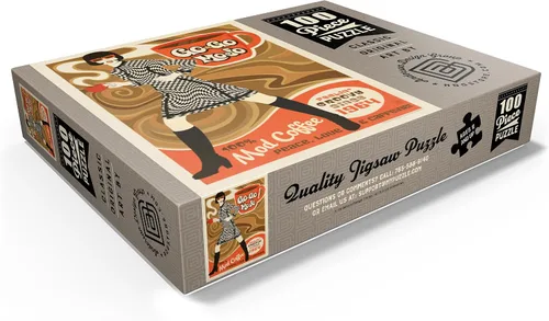 Vista 3 de MyPuzzle Go-Go Mojo Coffee, póster vintage, rompecabezas prémium de 100 piezas para adultos