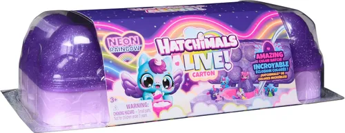 Vista 9 de Hatchimals Alive Neon Rainbow Egg Cartón y 5 huevos de revelación