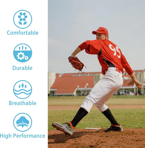 Vista 2 de Calcetines de béisbol, Unisex hasta la rodilla calcetines de fútbol adultos jóvenes softbol equipo deportes tubo calcetines 2612 pares