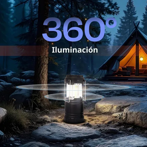 Vista 5 de Linterna de camping recargable, paquete de 2 – Linterna LED para campamento alimentada por batería, linterna solar impermeable para emergencias
