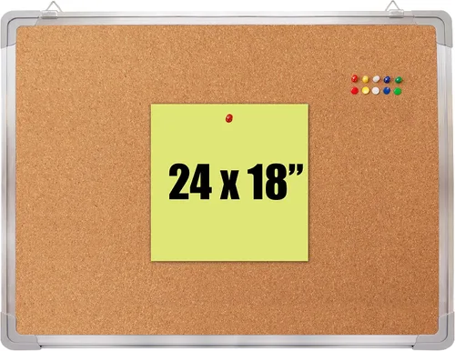 Vista 7 de Pizarrón de anuncios Thumb Tack Board, Pin Board for Wall, Corkboard Message Memo Notice Board with Hooks for Home, Office, Desk and Cubicle