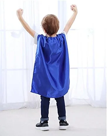 Vista 4 de Paquete de 5 capas grandes de disfraz de superhéroe en varios colores para adultos y niños, 24 pulgadas de largo x 36 pulgadas de ancho, multicolor