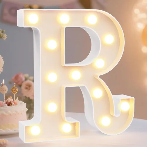 Vista 53 de Pooqla Letras con luces LED de marquesina, letras decorativas iluminadas en blanco cálido y blanco frío, letras del alfabeto iluminadas para niños