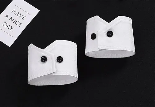 Vista 3 de Huliyhus Collar falso desmontable con solapa y puños de muñeca con cuello falso, mangas falsas desmontables