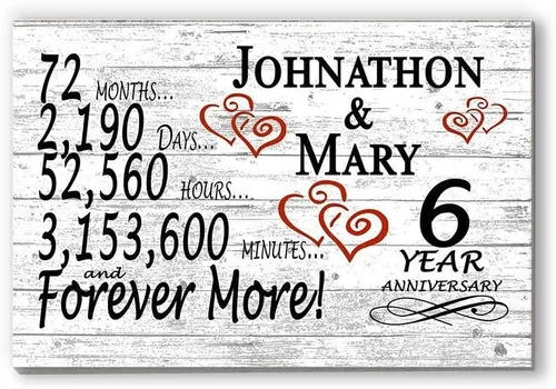 Vista 40 de Letrero personalizado de aniversario de 1 año, regalo de primer aniversario de boda, regalo para días de pareja, minutos, años, madera maciza, 16.5