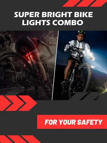 Vista 8 de Luces de bicicleta de alto lúmenes delanteras y traseras para conducción nocturna, 10,000 mAh USB recargable 6 luces LED para bicicleta, 5+5 modos