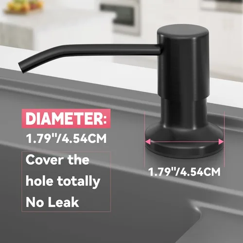 Vista 2 de OHiHi - Dispensador de jabón para fregadero de cocina con tubo de extensión de 47 pulgadas, base de cabezal de bomba ancha, sin fugas de agua, sin