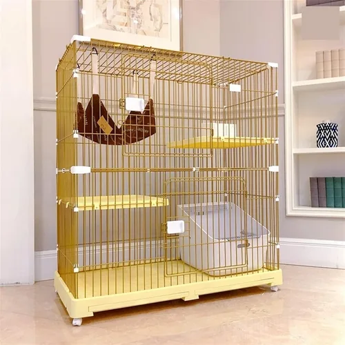 Vista 8 de Casa para gatos, jaula para gatos, espacio libre súper grande, casa de dos pisos, doble y tres pisos, casa para gatos