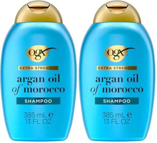 Vista 10 de OGX Champú de fuerza extra hidratante y reparación + aceite de argán de Marruecos para cabello seco y dañado, aceite de argán prensado en frío