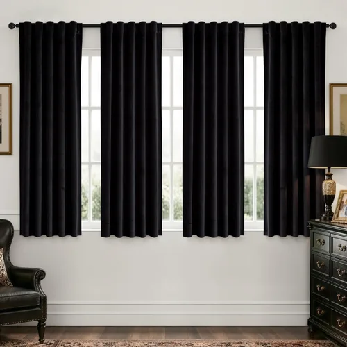 Vista 35 de MIULEE Navy Blue Velvet Curtains 4 Panels Set Back Tab 40 x 96 Inch Long Azul marino