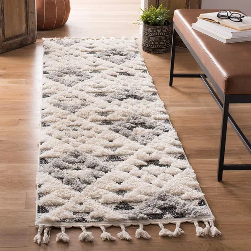 Vista 12 de SAFAVIEH Alfombra marroquí con borlas, 2 x 3 pies, marfil y marrón, no desprende pelusa y fácil de limpiar, textura alta y baja, ideal