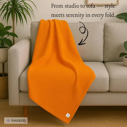 Vista 7 de Yogikuti Iyengar - Juego de dos mantas de yoga de algodón, gruesas mantas de yoga tejidas a mano para yoga restaurativo, meditación y pranayama