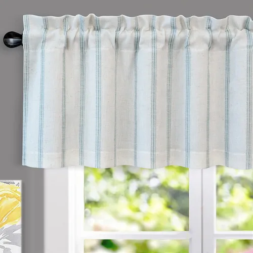 Vista 29 de DriftAway Briony - Cortina opaca con amarre para cocina, ajustable, diseño de globos, líneas texturizadas, estampadas, persianas romanas