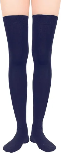 Vista 2 de Zando Calcetines largos hasta el muslo para mujer, calcetines altos de algodón por encima de la rodilla, calcetines finos hasta el muslo para uso