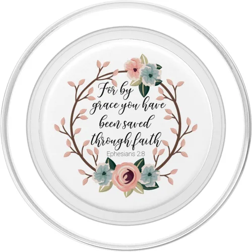 Vista 2 de Salvado por Grace Efesios 2:8 Rosa Azul Floral Versículo de la Biblia PopSockets MagSafe PopGrip para iPhone