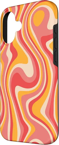 Vista 2 de Funda psicodélica para iPhone 16 Retro Groovy Liquid Swirl Hippie 70's 80's