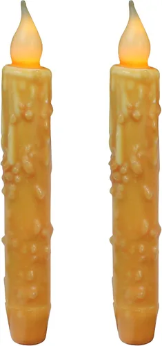 Vista 16 de CVHOMEDECO. Velas de cera real sumergidas a mano, funciona con pilas, temporizador, velas cónicas sin llama primitivas del país, 6-3/4 pulgadas