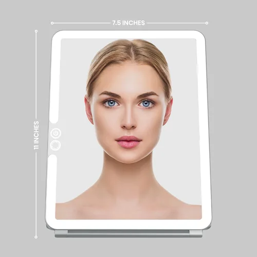 Vista 3 de LUNA London Eclipse LED Lighted Travel Vanity Makeup Mirror 3 Colour Light, Compact, Portable, Lighted, Rechargeable, Illuminated Mirror Perfect