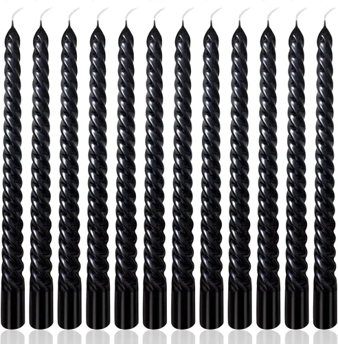 Vista 13 de Juego de velas cónicas en espiral doradas de 10 pulgadas para Navidad, paquete de 12 velas torcidas sin perfume, velas delgadas y cónicas sin goteo