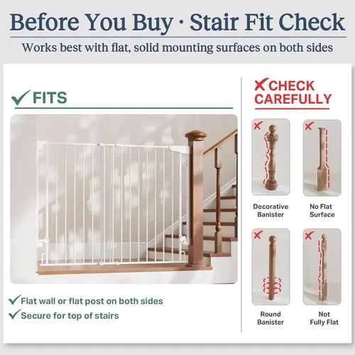 Vista 27 de Cumbor 29.2–43" Puerta de bebé para escaleras, de montaje en pared (se requiere taladrar), puerta para perros expandible sin barra inferior, puerta