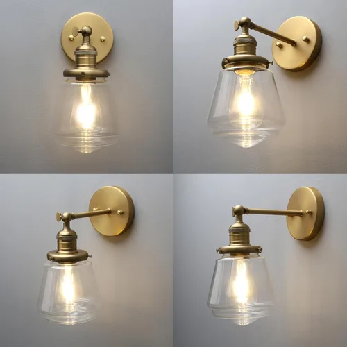 Vista 6 de Phansthy Lámpara de pared industrial, lámpara de pared ajustable de 180 grados, lámpara de pared con pantalla de vidrio, iluminación decorativa