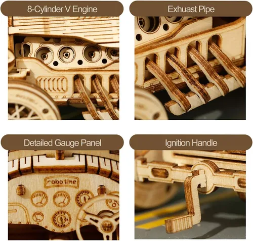 Vista 3 de ROKR Rompecabezas 3D de madera para adultos - Kits de modelo de coche mecánico - Rompecabezas para ejercitar la mente - Kits de construcción
