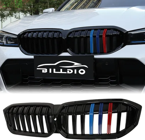 Vista 16 de Parrilla G20 - Parrilla de Riñón Negra Compatible con Serie 3 G20 316i/318i/320i/328i/330i/335i/340i de 2019-2022 Negro Brillante Diamante