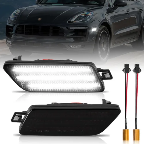Vista 8 de POPMOTORZ Kit de luces de señalización lateral del parachoques delantero, kit de lámparas intermitentes LED ámbar completas para 2014-2022 Porsche