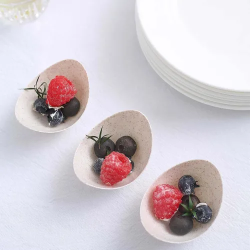 Vista 6 de Efavormart - Paquete de 24 tazas de postre de fibra de trigo ecológicas de 3 pulgadas, cuencos biodegradables para helado