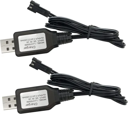 Vista 6 de SM2P Cargador para batería Ni-Cd Ni-Mh de 7.2 V Huina 1550 15 canales RC Excavadora RC Cars Toy Toy Cable de carga USB, paquete de 2