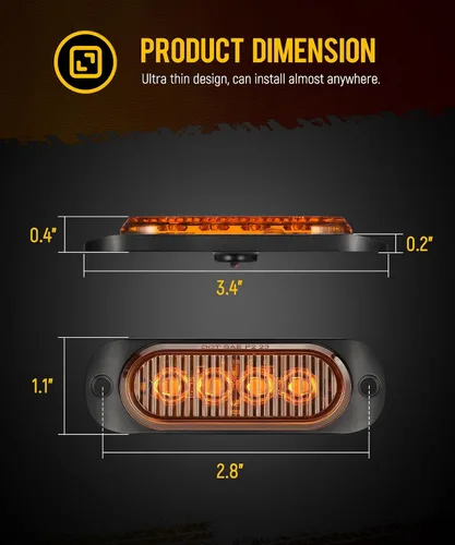 Vista 5 de Partsam 16 piezas de 8.6 cm de carcasa de aluminio rojo/ámbar LED luces de señalización lateral de despeje, luces marcadoras de montaje