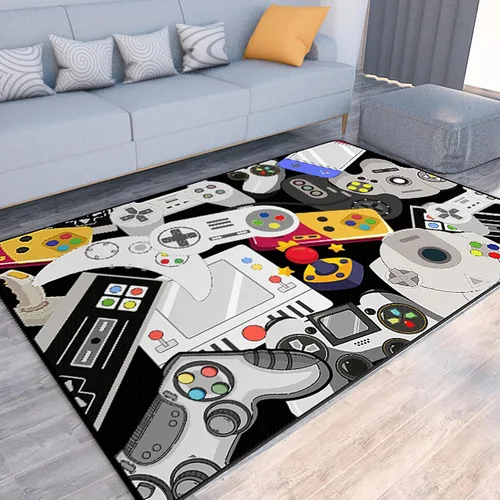 Vista 13 de Alfombra de juego Lacut para adolescentes, alfombra con decoración de control de juego, alfombra de juego 3D para dormitorio, sala de estar, sala