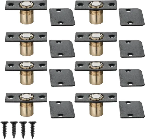 Vista 8 de JQK Herrajes para puerta de clóset, acero inoxidable ajustable con placa de golpeo, bronce antiguo, paquete de 2 unidades, HBC100-QG-P2