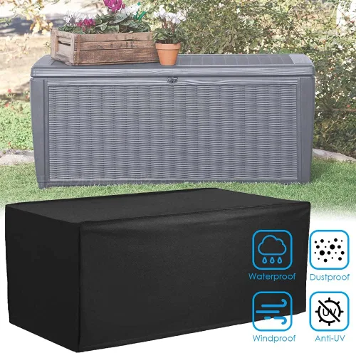 Vista 2 de Cubierta para caja de cubierta impermeable resistente al agua, cubierta otomana para patio, protección para todo tipo de clima, cubierta rectangular