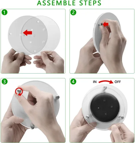 Vista 5 de Geekria Soporte de altavoz acrílico transparente compatible con Echo Dot 2019 de 3ª generación (con/sin reloj), soporte de pared y soporte