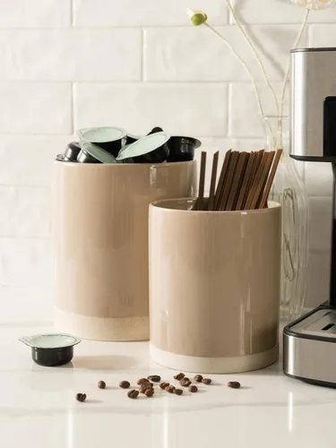 Vista 3 de famiware Milkyway - Soporte para utensilios de cocina para encimera, 7.2 + 5.8 pulgadas, utensilios de cocina de cerámica para encimera, organizador