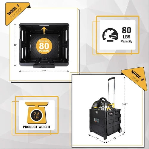 Vista 3 de Olympia Tools 91-913 Grand Pack-N-Roll - Portaherramientas portátil con mango telescópico, capacidad de 80 libras, color negro, versión 2026