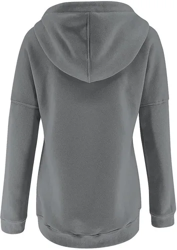 Vista 3 de Kainawee Sudadera con capucha y media cremallera para mujer, con cordón, atlética, moderna, con bolsillo frontal, manga larga, para otoño