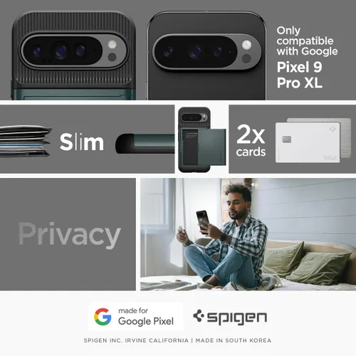Vista 2 de Spigen Slim Armor CS - Funda diseñada para Pixel 9 Pro XL (2024) [protección de grado militar] - Abyss Green