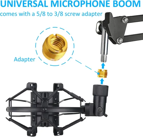 Vista 4 de SUNMON Q2U USB/XLR Soporte de montaje de micrófono para reducir la vibración y el ruido, adecuado para Samson Q2U USB/XLR Dynamic Mic